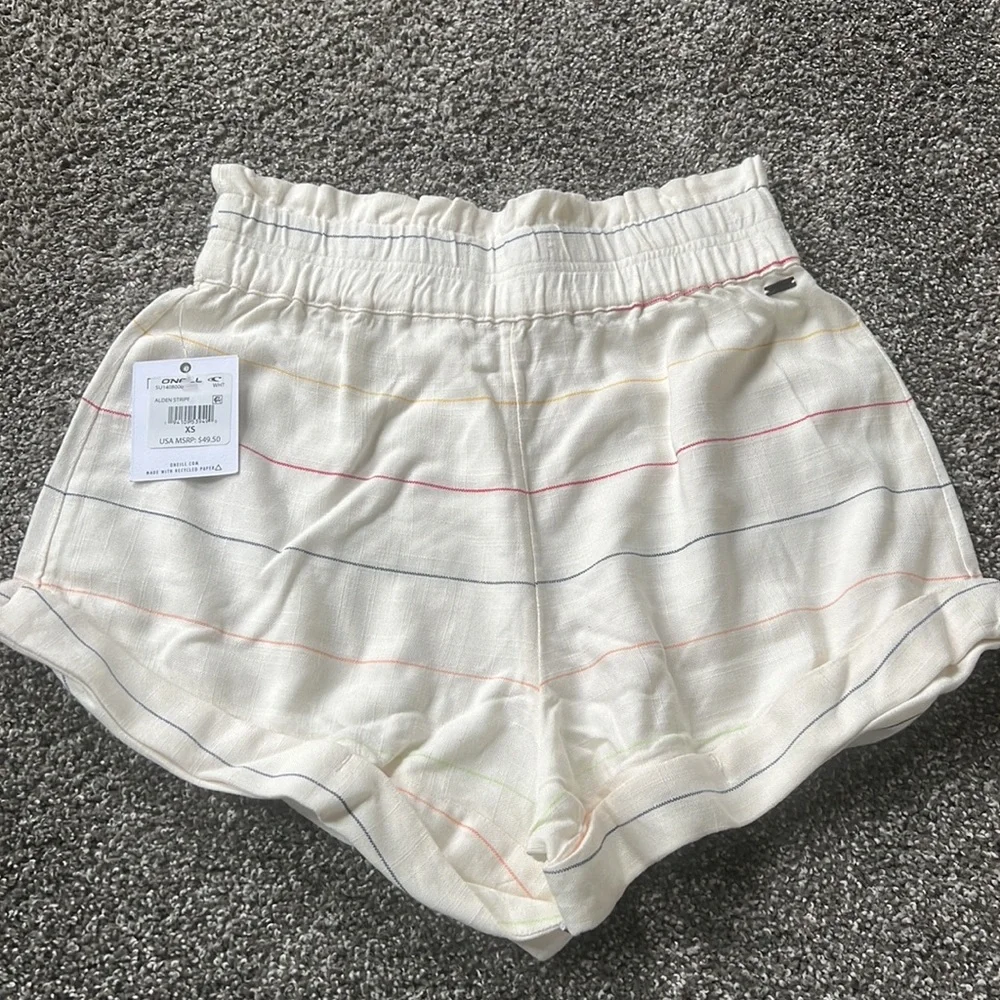 NWT O'Neill Alden Stripe Paperbag Waist Woven Shorts - Picture 3 of 4